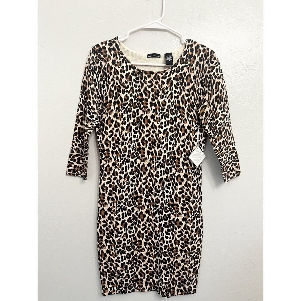 Moda International Leopard Animal Dress Bodycon Club Mob Wife Glam Size Small